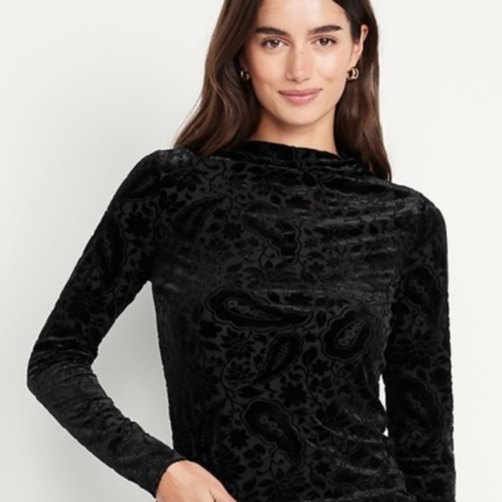 Black Velvet Long Sleeve Top